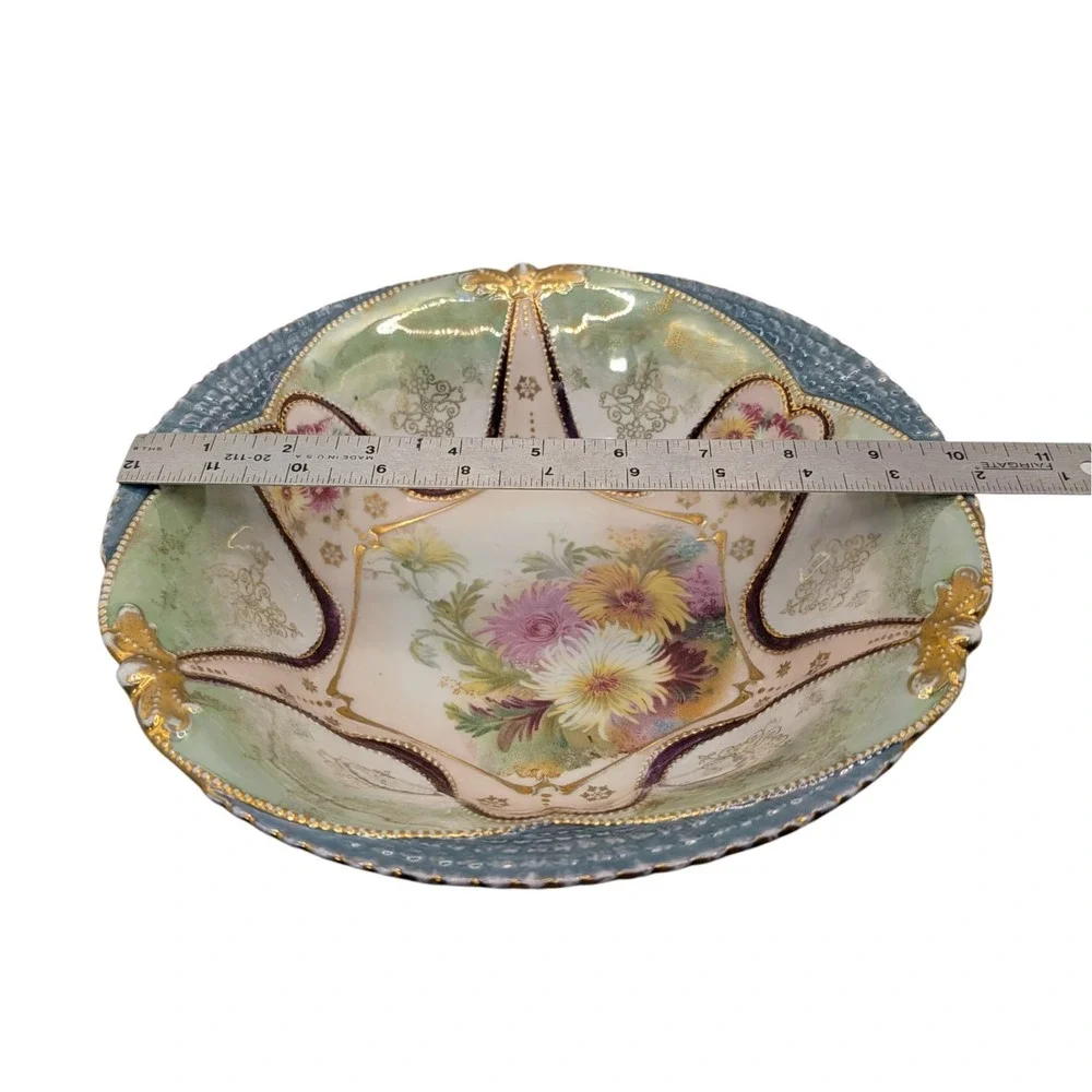 Antique OLS St Kilian Serving Bowl Floral Oscar Schlegelmilch Hand Painted SEE